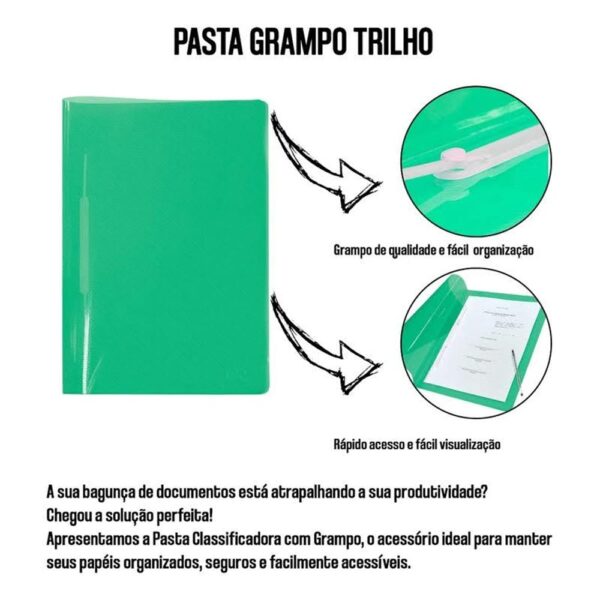 Pasta Plástica Grampo Trilho Ofício Verde Acp - Image 4