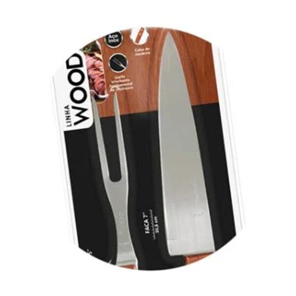 Conjunto de Faca de Churrasco 7 + Garfo 5 de Ino Cabo Madeira Wood Original line - Image 4