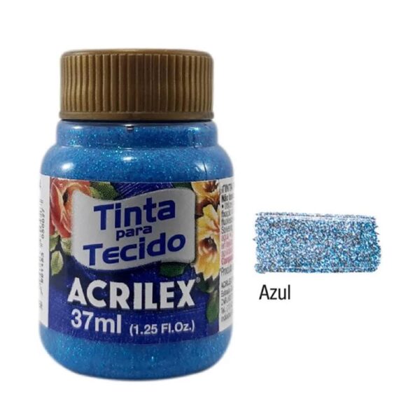 Tinta Tecido Glitter 37 ml Azul 204 Acrilex