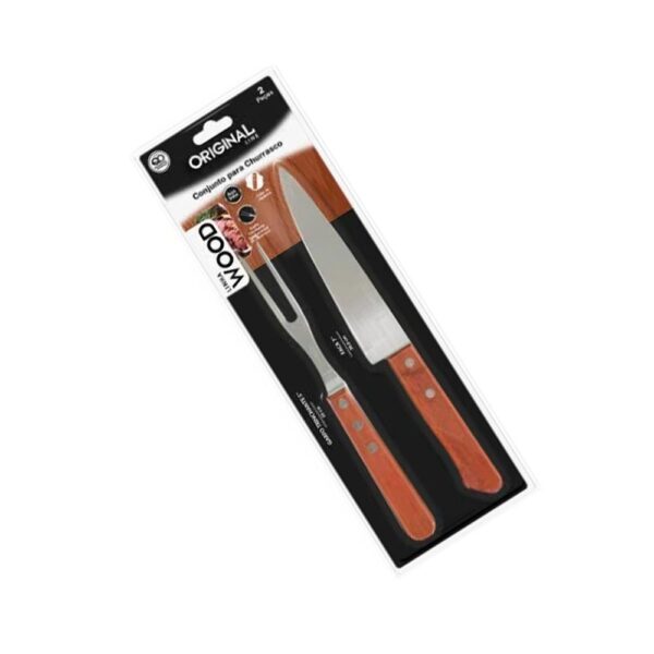 Conjunto de Faca de Churrasco 7 + Garfo 5 de Ino Cabo Madeira Wood Original line - Image 3