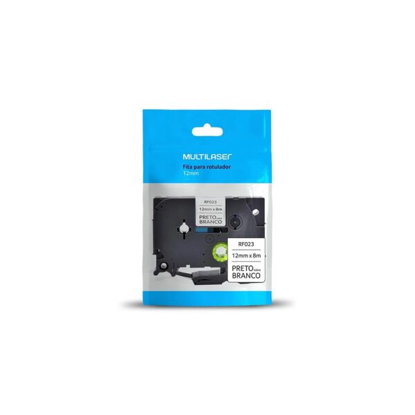 Fita Para Rotulador Brother Tze-231 Preto Sobre Branco 12mm RF023 Multilaser