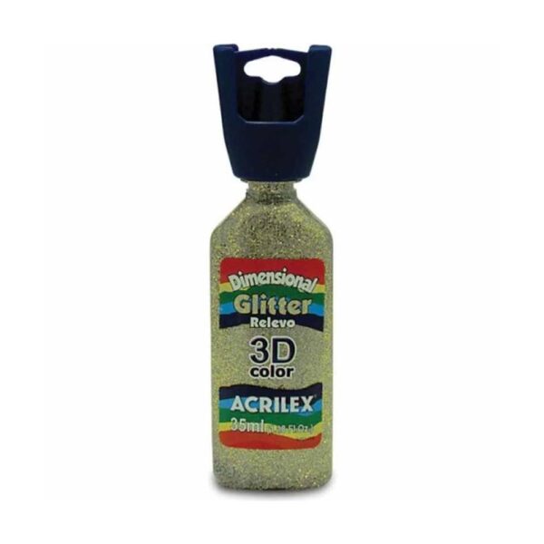 Tinta Dimensional Glitter Relevo 3d 35 Ml Amarelo Acrilex