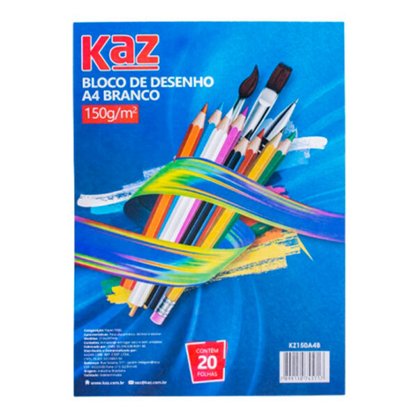 Bloco de Desenho A4 Branco 150g 20 fls Kaz