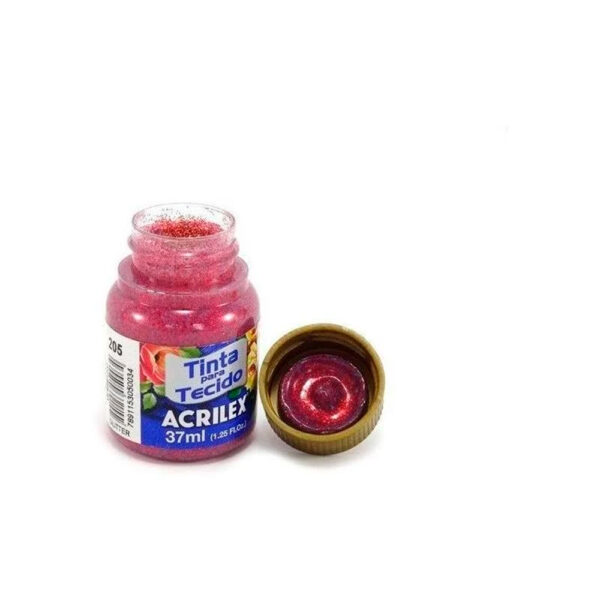 Tinta Tecido Glitter 37 ml Vermelho 205 Acrilex - Image 2