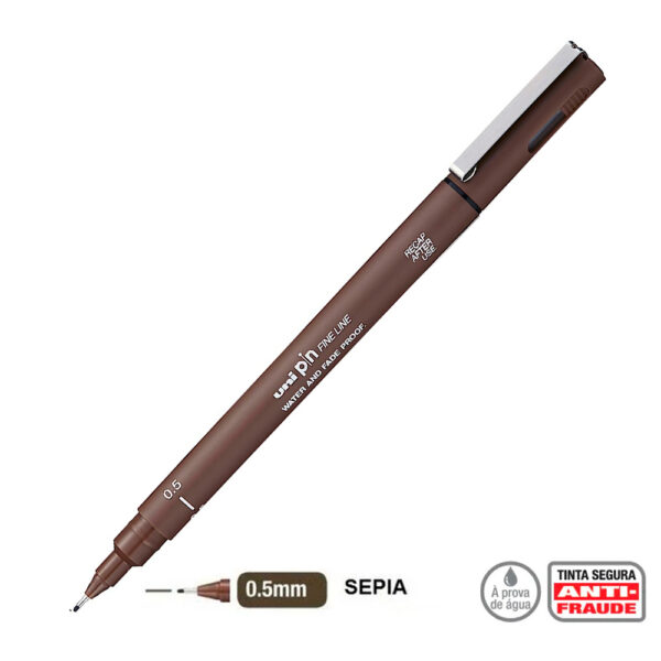 Caneta Técnica 0.5mm Uni Pin Fine Line Sepia Uni-ball - Image 2