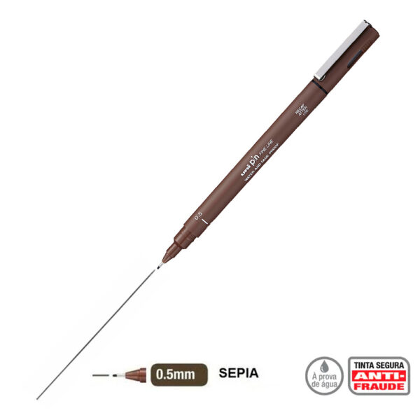 Caneta Técnica 0.5mm Uni Pin Fine Line Sepia Uni-ball - Image 3