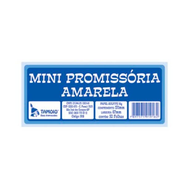 Mini Promissória 50 Folhas Amarelo Tamoio 1918