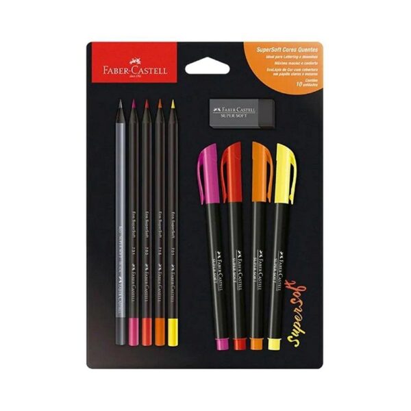 Kit Lettering Supersoft Cores Quentes Faber-Castell