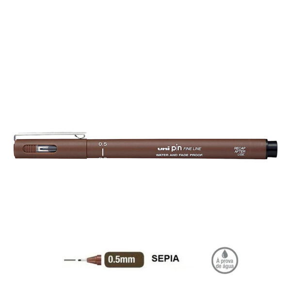 Caneta Técnica 0.5mm Uni Pin Fine Line Sepia Uni-ball - Image 4