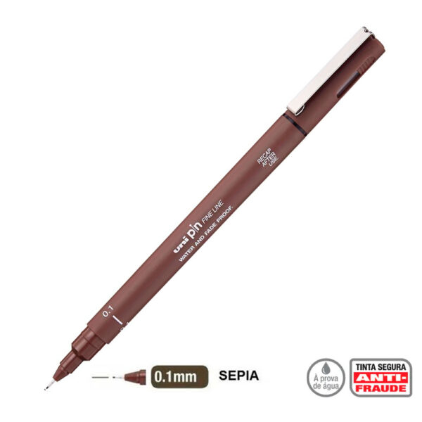Caneta Técnica 0.1mm Uni Pin Fine Line Sepia Uni-ball - Image 4