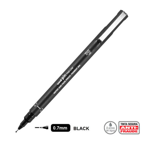 Caneta Técnica 0.7mm Uni Pin Fine Line Preta Uni-ball - Image 2