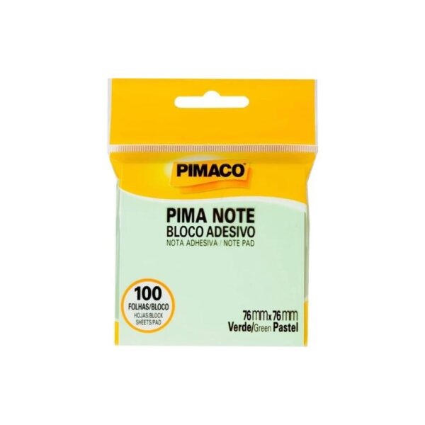 Bloco De Recado Autoadesivo Pimanote Verde 76x76mm 100fl Pimaco