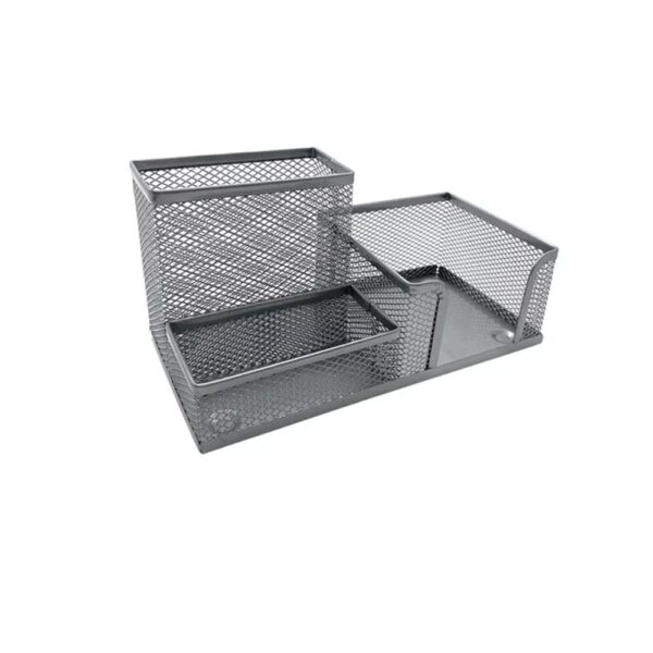 Porta Caneta Clips Lembrete Metal Prata Kaz
