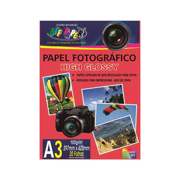 Papel Fotográfico A3 High Glossy 180g 20 Folhas Off Paper - Image 2