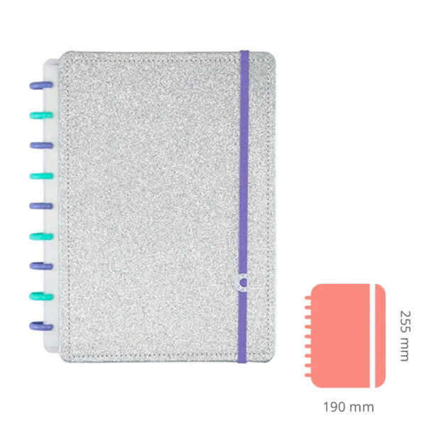Caderno Inteligente Médio Lets Glitter Neon Silver 80 Folhas - Image 5
