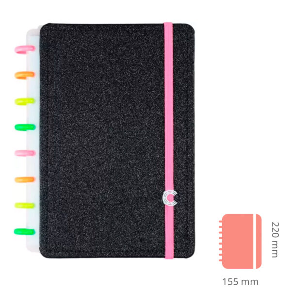 Caderno Inteligente A5 Lets Glitter Neon Black 80 Folhas - Image 2