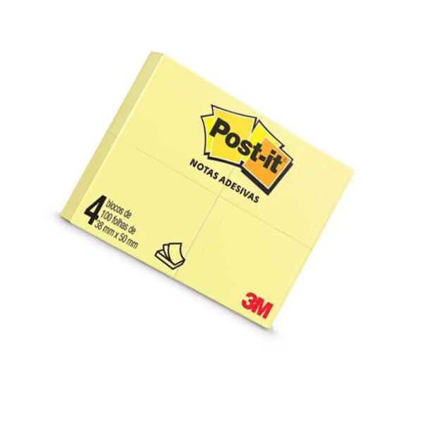 Bloco Post-it 38x50mm C/ 4 100 Folhas Amarelo 3M