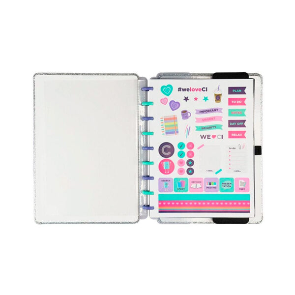 Caderno Inteligente Médio Lets Glitter Neon Silver 80 Folhas - Image 4