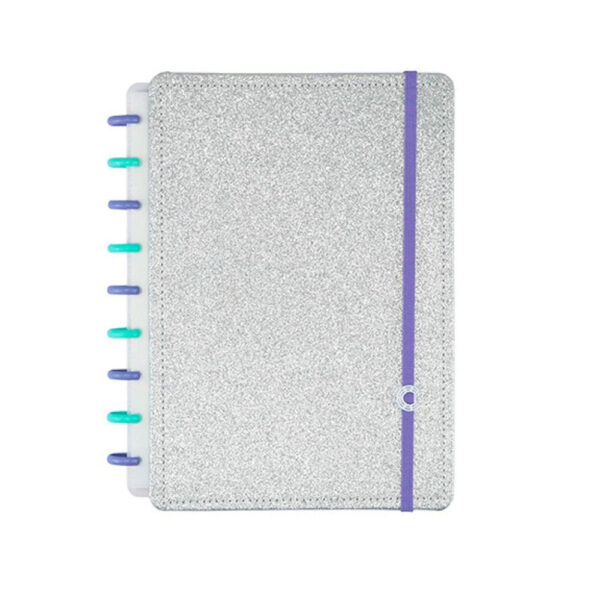 Caderno Inteligente Médio Lets Glitter Neon Silver 80 Folhas
