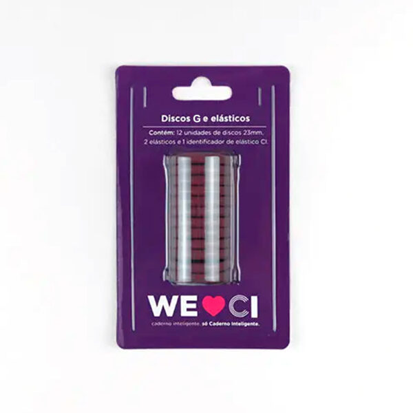 Disco G + Elástico Vinho Bordo 31mm Para Caderno Inteligente