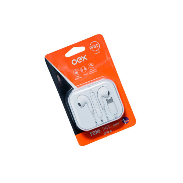 Fone de Ouvido USB-C Tiny c/ Microfone Branco Oex - Image 4