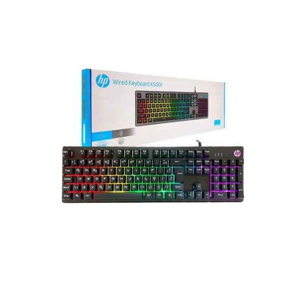 Teclado Gamer K500F Usb Led Preto Hp