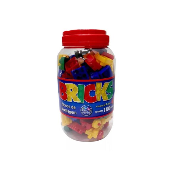 BLOCOS DE MONTAR BRICKS POTE - 100 PCS UNICA